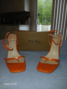 Only Maker Orange Strappy High-Heel Sandals for Women
